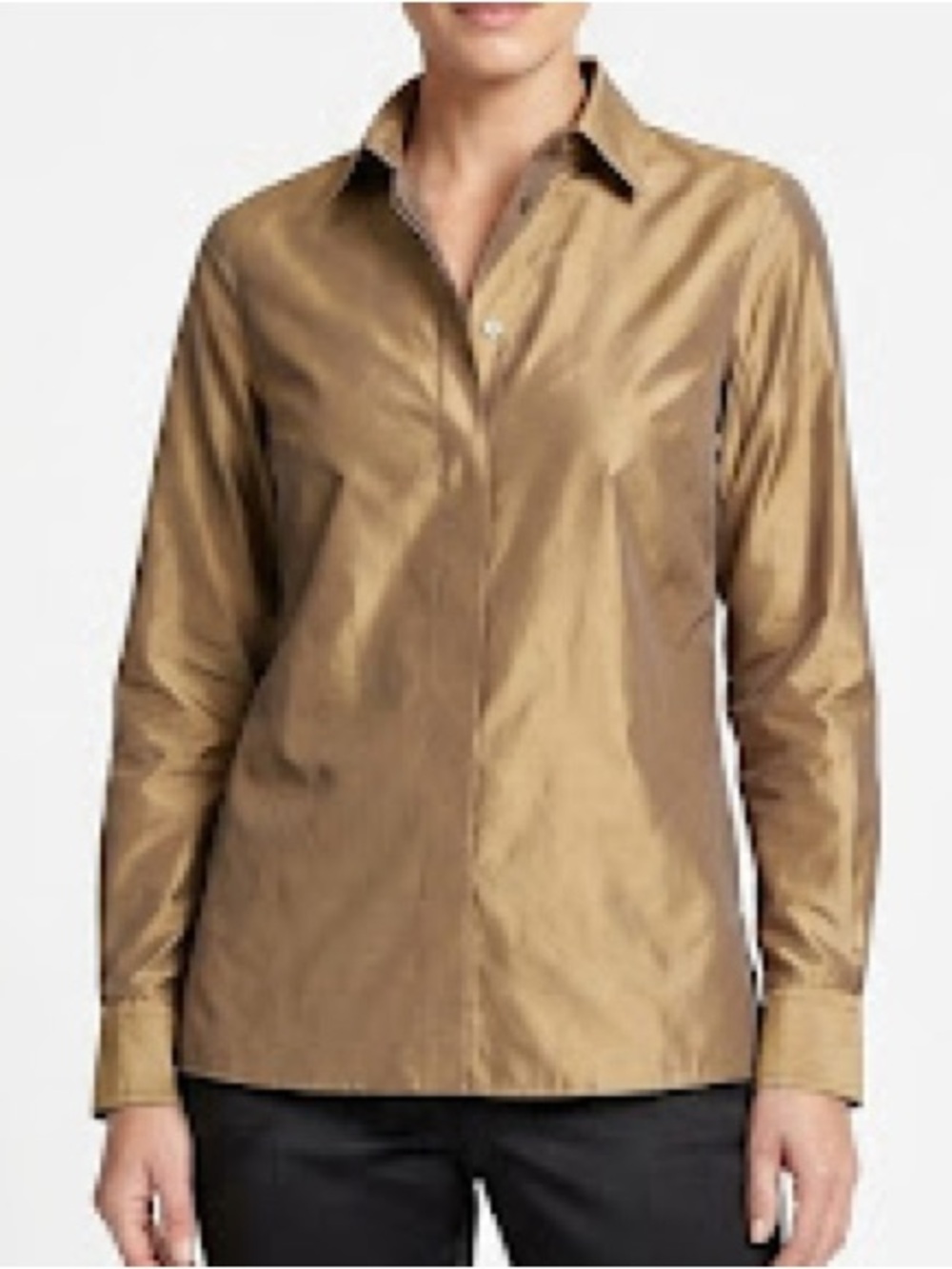 MaxMara Button-Front Silk Blend Shirt in Bronze